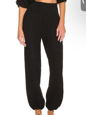 Bobi Black High-Waist Smocked Track Pants - XS